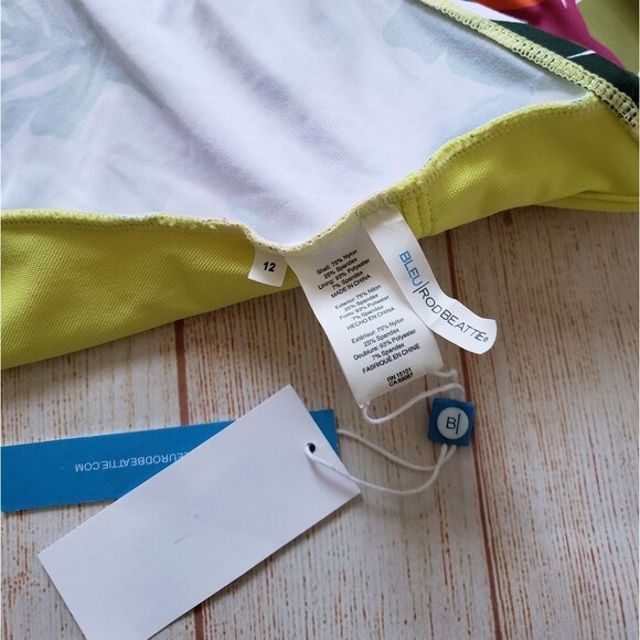 Bleu Rod Beattie Wild At Heart Keyhole High Neck Tropical Floral Tankini Top - Picture 7 of 8